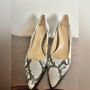 Naturalizer Cream/Black Leather Snakeskin Print Anna Pump Size 7.5